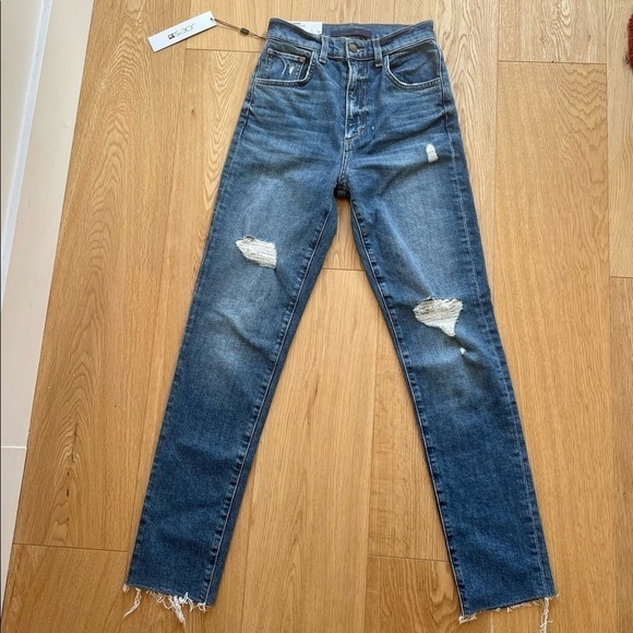 NWT JOE'S JEANS The Raine Ripped High Waist Raw Hem Slim Straight- 24 - Picture 5 of 13